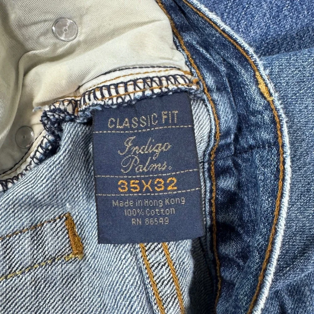 Indigo Palms Jeans Mens 35x32 Blue Excellent Classic Fit‎ Straight Leg Cotton